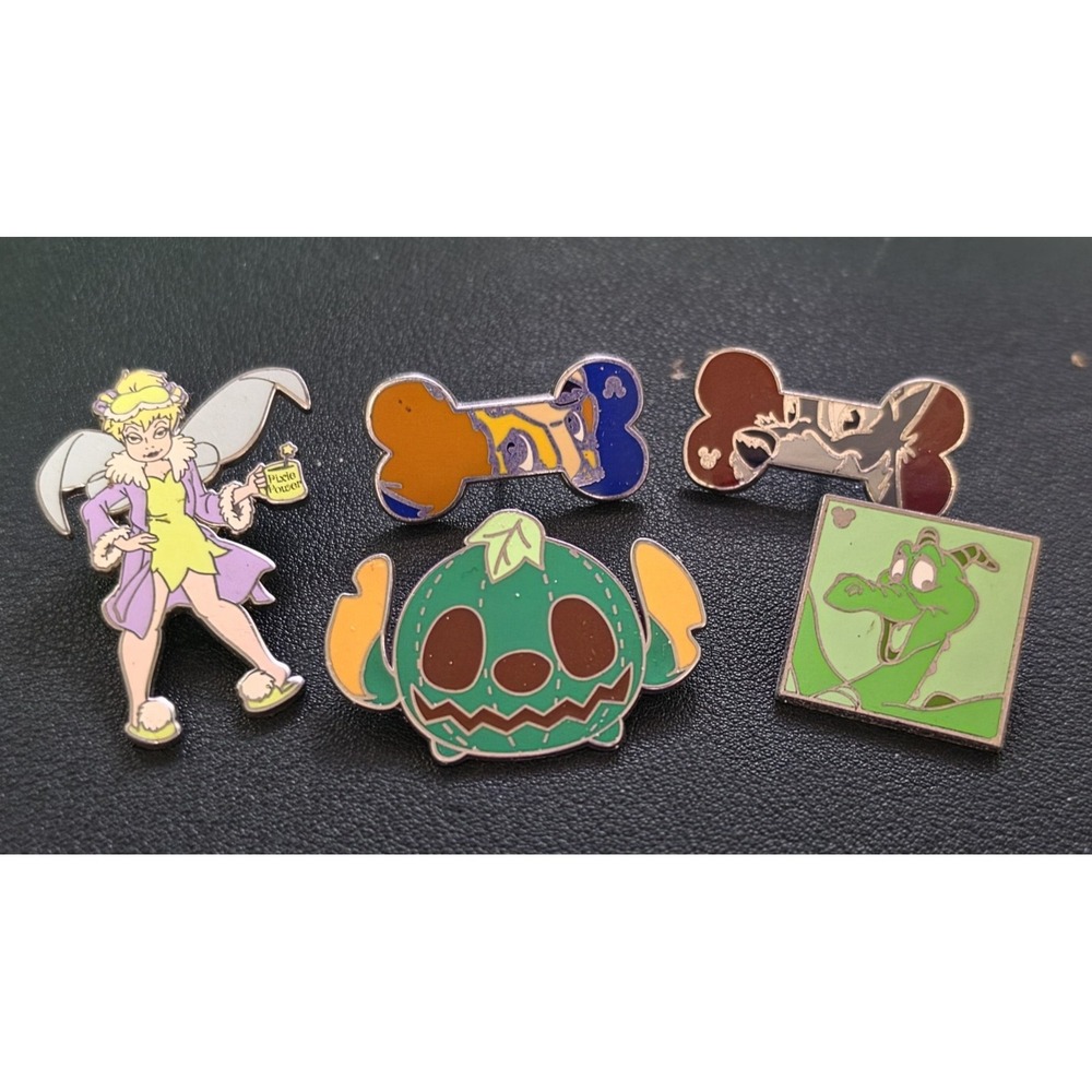 Disney Trading Pins Mixed Lot of 5 Stitch Lady Tramp Tinkerbell Figment